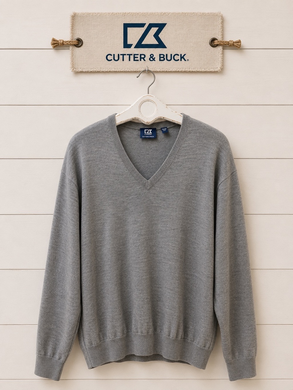CUTTER & BUCK – gray sweater v neck taille 2XL